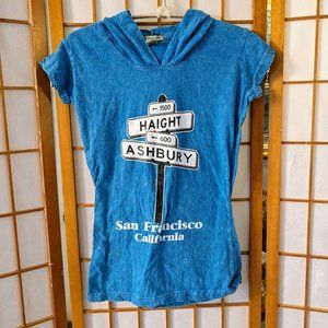 Unique Blue Hooded Haight Ashbury Tee